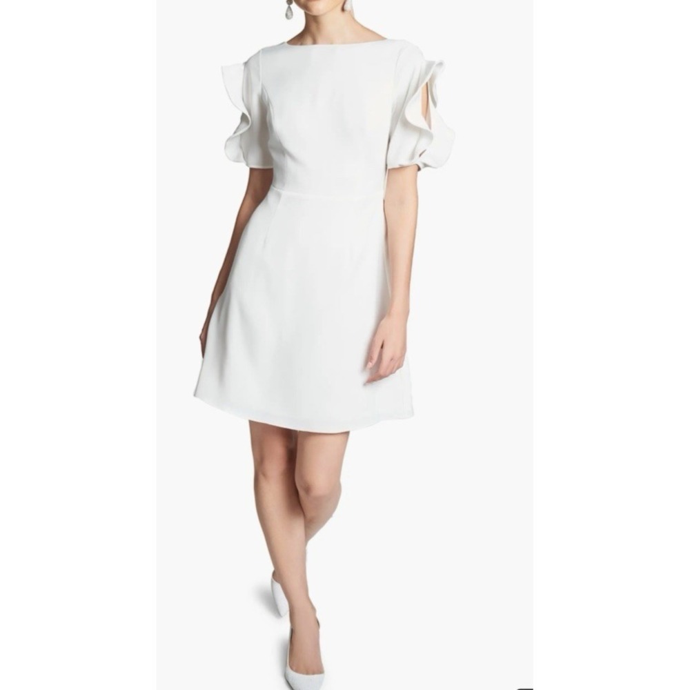 Sachin &‎ Babi Women Size 10 Harper Ruffle Sleeve Sheath Dress Off White
